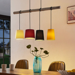 Lindby Hinai lámpara colgante, negro rojo amarillo en oferta