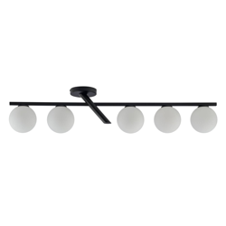 Plafón Baleo, negro/opalino, 5 luces en oferta