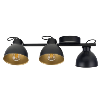 Plafón Trial, 3 luces, negro/oro