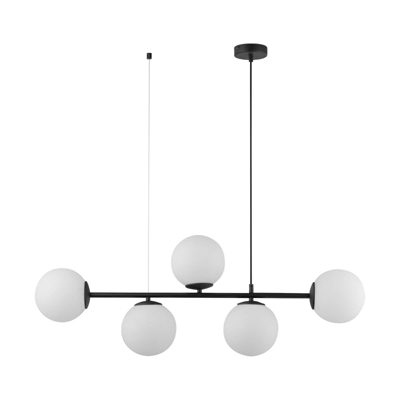 Lámpara colgante Celeste, esferas vidrio, 5 luces