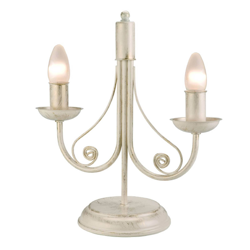 Lámpara de mesa Ayleen de acero, 2 luces, blanco precio