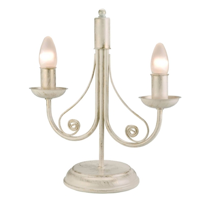 Lámpara de mesa Ayleen de acero, 2 luces, blanco