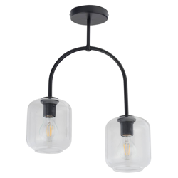 Plafón Kanja, 2 luces, negro/transparente en oferta