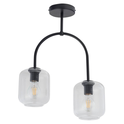 Plafón Kanja, 2 luces, negro/transparente