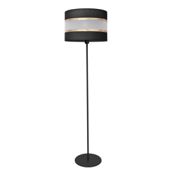 Lámpara de pie Helen con pantalla textil negro-oro precio