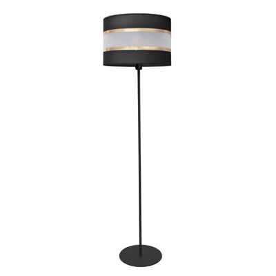 Lámpara de pie Helen con pantalla textil negro-oro
