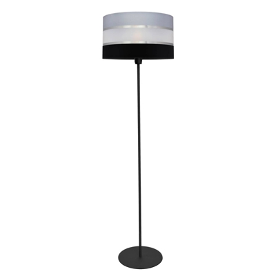 Lámpara de pie Helen textil gris-negro-plata