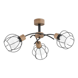 Plafón Pahlen 3 luces, detalles de madera en oferta