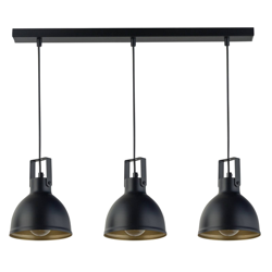 Lámpara colgante Trial, 3 luces lineal, negro/oro precio