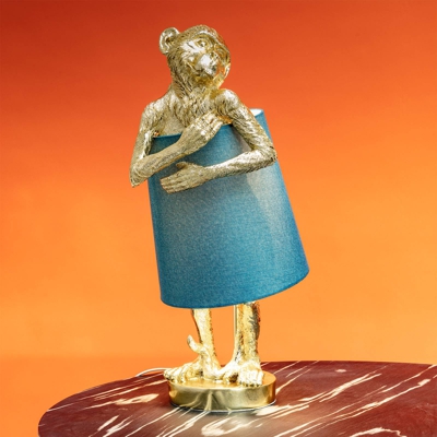 KARE Animal Monkey lámpara de mesa oro/azul