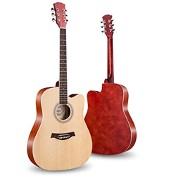 Tamaño completo clásico de guitarra abeto rojo chapa 6 acero para niños con bolsa, correa, púa, cuerdas de repuesto (azul, 41 pulgadas) precio