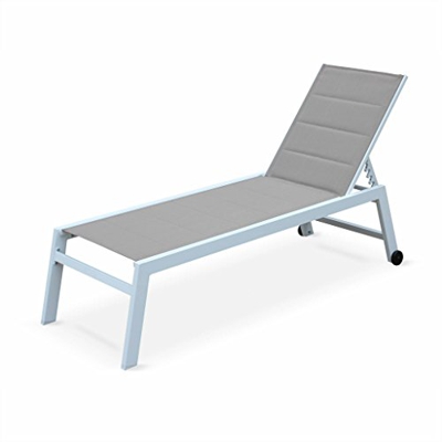 Alice's Garden - Tumbona de Aluminio Blanco y textileno Pardo, reclinable 6 Posiciones | Solis