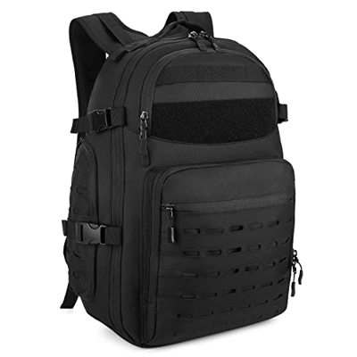HUNTVP 40L Mochila Táctica Bolsa de Asalto Estilo Militar Nylon Bolsa Impermeable para Las Actividades Aire Libre Senderismo Caza Viajar, Negro