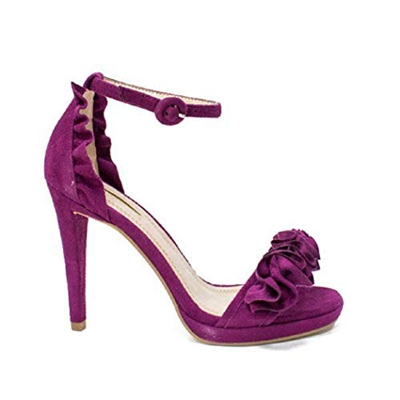 Sandalia Fiesta Tacon Alto Rojo, Morado Y Mostaza. Calzado para Eventos. Sandalia Tacon Alto (39 EU, Mostaza)