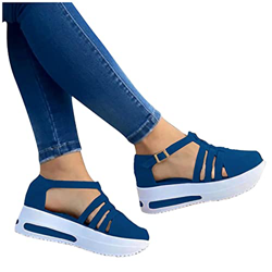riou Sandalias Mujer Plataforma, Zapatos Mujer Primavera Verano 2021, Sandalias Color Sólido impermeables casuales，Plano Zapatos Romanas Hebilla Zapat en oferta