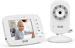 GHB Baby Monitor Baby Monitor Cámara 3.2 Pulgadas Zoom LCD 2 Veces Compatible con 4 cámaras de Video de vigilancia para bebés Sensor de Temperatura de características