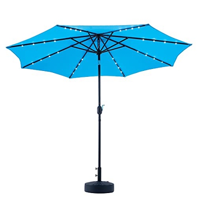 VONLUCE Sombrilla de Terreza de 300CM con Luz LED Sombrilla de Jardín con Techo de Protección UV y 8 Varillas de Acero Parasol Parasol Grande para Jar