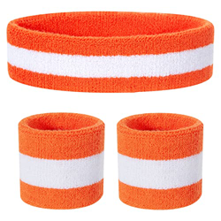 ONUPGO Juego de bandas para el sudor para niños - Banda deportiva de algodón para deportes (1 diadema + 2 pulseras) (naranja/blanco/naranja) precio