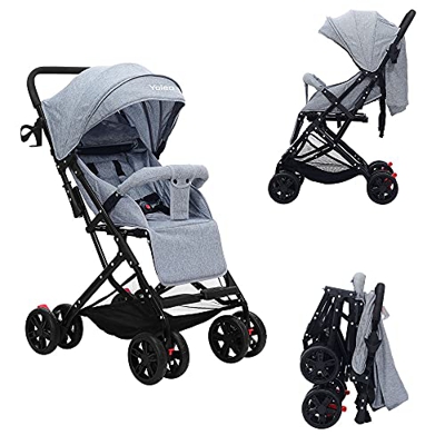 YOLEO Silla de Paseo, Carro de Bebe Ligera Plegable, Ángulo de Inclinación Ajustable, Silla Paseo de 4 Ruedas, Solo Pesa 5 KG, Adecuado para Bebés de 