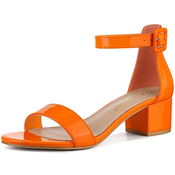 Allegra K Women's Open Toe Low Block Heel Ankle Strap Sandals Orange US 8/UK 6/EU 39 precio