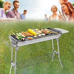 IKAYAA Parrilla de Carbón Plegable Parrilla de Barbacoa Parrilla Barbacoa Acero Inoxidable,Tanque de Carbón Independiente 103 * 67 * 33,4 cm / 42,1 '' características