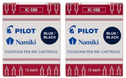 Pilot Namiki IC100 Cartucho de tinta para pluma estilográfica, azul/negro, 12 cartuchos por paquete (paquete de 2) precio
