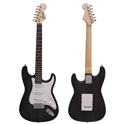 WGOEODI Guitarra eléctrica ST de 21 trastes, 6 Cuerdas, Cuerpo de Tilo Negro de 39 Pulgadas, mástil de Arce, con Altavoz Necesario, Juego de Guitarra  precio