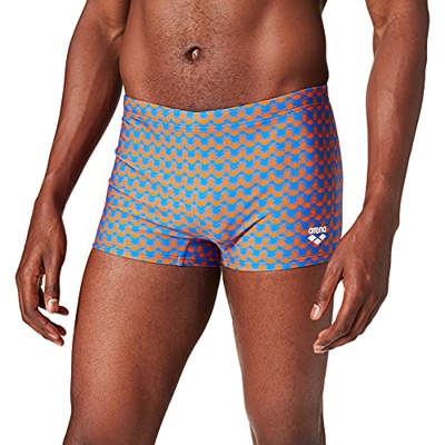 ARENA M Fundamentals Allover Boxer Swim Trunks, Royal Multi, S Mens