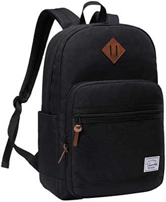 VASCHY Mochilas Escolares,Mochila Hombre Mujer Ligera Casual Resistente al Agua Mochila para 15.6 Pulgadas Portatil (Negro-111)