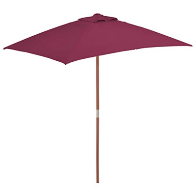 vidaXL Sombrilla Palo de Madera 150x200 cm Burdeos Parasol Toldo Patio Jardín