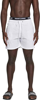 Urban Classics Two In One Swim Shorts Pantalones Cortos, Blanco (Wht/Blk/Wht 00863), Medium para Hombre