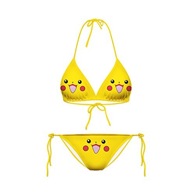 HOSD Nuevo Lindo bebé Smiley Pikachu Emojis expresión Mini Bikini Sexy de Dos Piezas con Correa