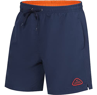 Ladeheid Trajes de Baño de Hombre Pantalones Cortos de Playa LAZA1002 (Marina Azul Naranja, 3XL)