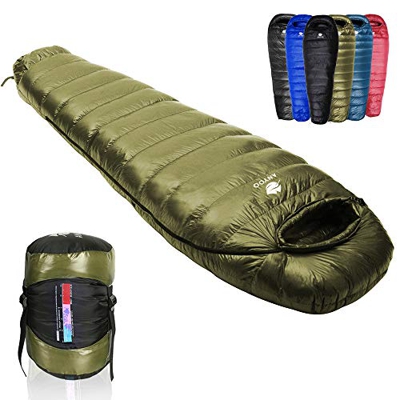 Anyoo Saco de Dormir Mummy Goose Down Ultralight Portable 3 Season para mochileros Senderismo Camping en Interiores y Exteriores para Adultos