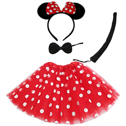 Conjunto de Disfraz para Carnaval Halloween y Fiesta Cosplay de Animales, Diadema de Orejas Pajaritas Cola con Estampado de Animales y Tutu Falda 40cm características
