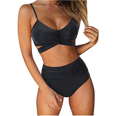 Mujer Bikini 2021 Nuevo Trajes de Baño Mujer Dos Piezas Moda Ropa de Playa Conjunto de Verano Doncella Bikinis Color sólido Patchwork Sexy Push up Bik