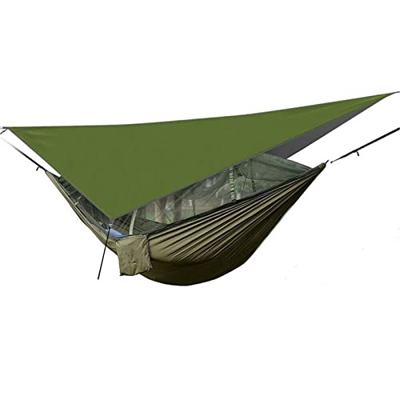 SHFAMHS Hamaca para Acampar, Hamaca para prevenir Mosquitos al Aire Libre con toldo para el Sol, Hamaca portátil Accesorios para Acampar para mochiler