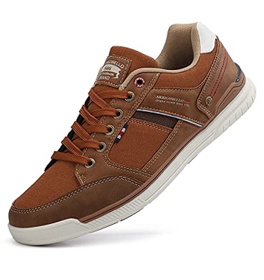 TARELO Zapatillas Hombre Vestir Zapatos Casual de Cordones Sneaker Marrón 45