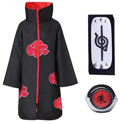 Baipin 3 Piezas Set Disfraz de Itachi Uchiha (Akatsuki) Cosplay Naruto Capa Larga de Naruto Akatsuki Diadema de Naruto Leaf Village y Anillo de Naruto precio