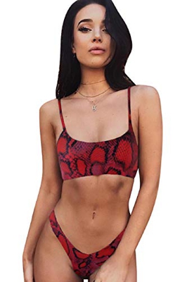 Voqeen Bikinis para Mujer Estampado de Serpiente Leopardo Traje de Baño Ropa Verano Bañador Traje de Baño de Mujer Dos Piezas Conjunto (Estampado de S