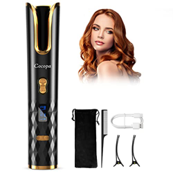 Rizador de pelo negro Cocopa Rizador de pelo, rizador automático de pelo con pantalla LCD y USB recargable, rizador de pelo inalámbrico temperatura aj en oferta