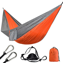 SHFAMHS Hamaca para Acampar, Columpio de Nailon para Exteriores, Hamaca portátil para una Sola Persona, Accesorios para Acampar para mochileros, Viaje en oferta