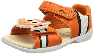 Clarks Zora Nemo T, Sandalia, Orange Leather, 25 EU