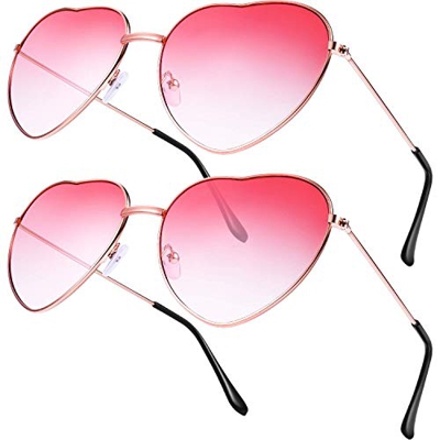 Jieddey Gafas de Sol Corazón,2 PCS Gafas de Hippie Gafa de Marco Retro Vintage Gafas de Sol Mujergafas Corazon para Mujeres Señoras Chicas Festival 60