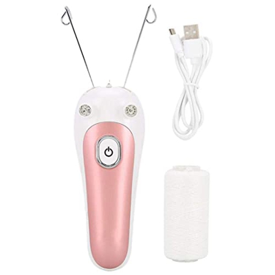 Sraeriot Removedor de Pelo eléctrico Cuerpo Threading Facial Epilator con Asilo de algodón Afeitadora de Pelo Rosa, Removedor de Cabello Facial