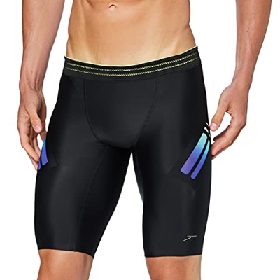 Speedo Hydrosense Bonded Aquashort Am Bañador, Hombre, Black/Bright Zest/Chroma Blue, 32 (Talla fabricante: 4)