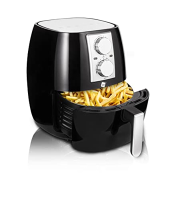 NK Freidora Mecánica sin Aceite 4,5L - Airfryer Caliente XL, Fácil de Usar, 6 Programas, 1500W, Temperatura Regulable hasta 200ºC (Libro de Recetas Di