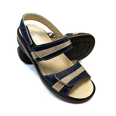 ZAPATISIMOS Sandalia Ancho Especial para Mujer, Antideslizante de Vestir cómodas para Mujer, Punta Abierta,Plantilla Extraible, Ajustable Velcro, Prim