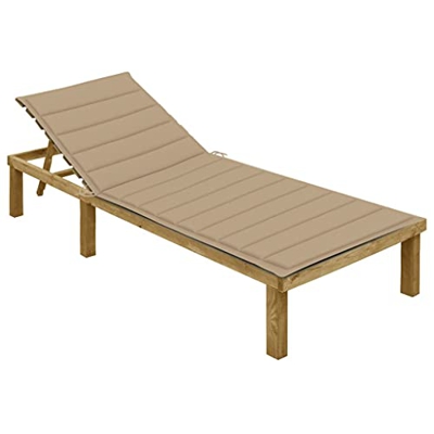 vidaXL Tumbona con cojín Beige Madera de Pino impregnada