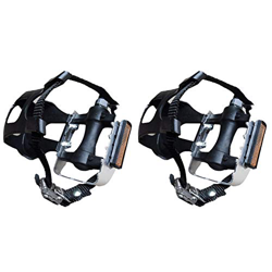 POHOVE Pedales de Bicicleta para Bicicleta con Clip para el pie y Correa, para Bicicletas al Aire Libre, 2 Paquetes de Pedales de Bicicleta de Alumini precio
